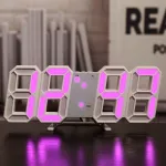 3D LED Διακοσμητικό Ρολόι Τοίχου / Επιτραπέζιο Ρολόι Λευκή Βάση Ροζ Φως