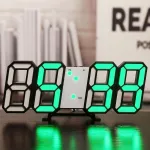 3D LED Διακοσμητικό Ρολόι Τοίχου / Επιτραπέζιο Ρολόι Μαύρη Βάση Πράσινο Φως