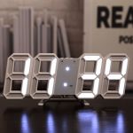 3D LED Διακοσμητικό Ρολόι Τοίχου / Επιτραπέζιο Ρολόι Λευκή Βάση Λευκό Φως